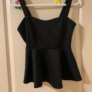 Black Sleeveless Peplum Tank Top